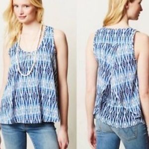 Anthropologie Meadow Merlin Ikat Print Top Sleeveless Blue Sz M